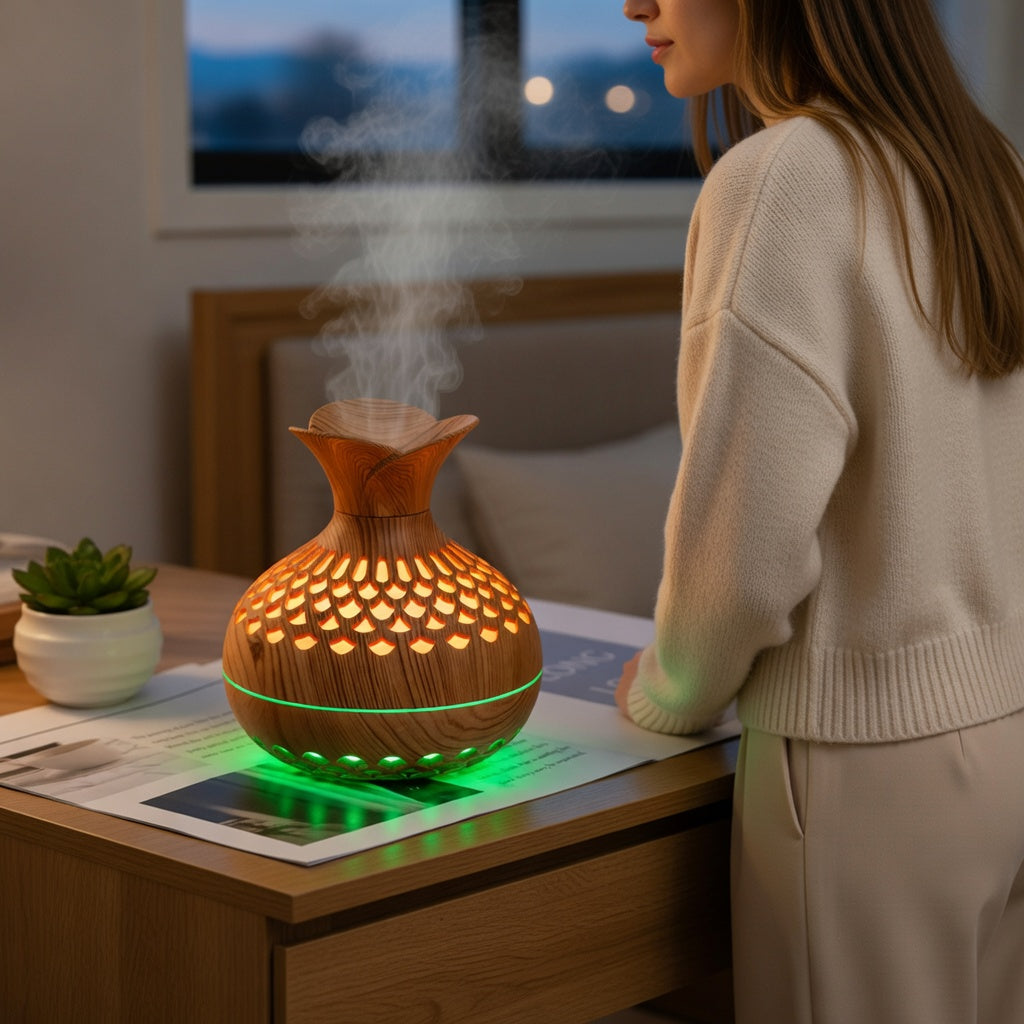 Wood Grain USB Humidifier for Dry Air Relief